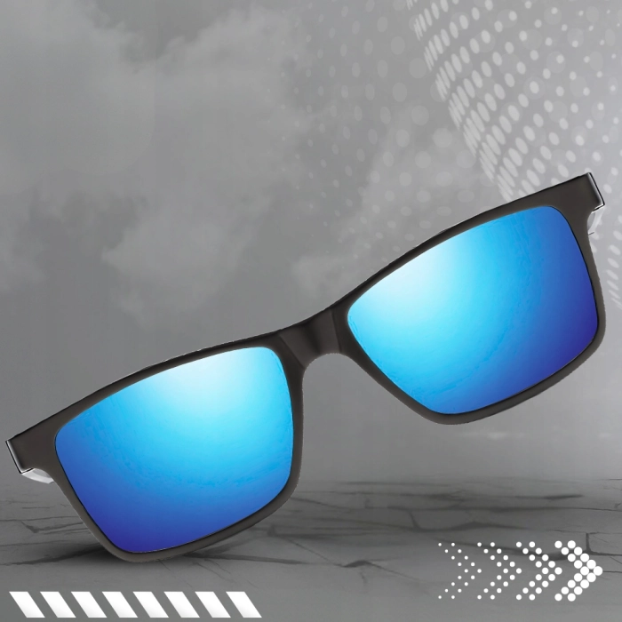 Okulary przeciwsłoneczne męskie nerdy Terraview z polaryzacją UV400 + Etui (Czarne)