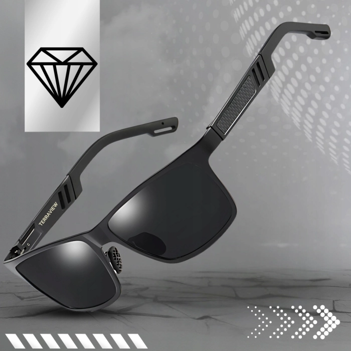 Okulary przeciwsłoneczne męskie nerdy Terraview z polaryzacją UV400 + Etui (Niebieskie)