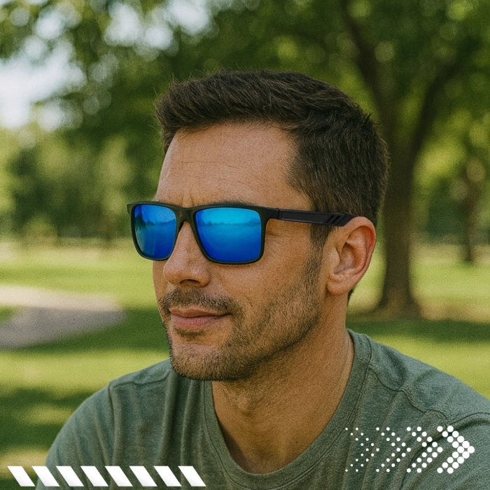 Okulary przeciwsłoneczne męskie nerdy Terraview z polaryzacją UV400 + Etui (Niebieskie)