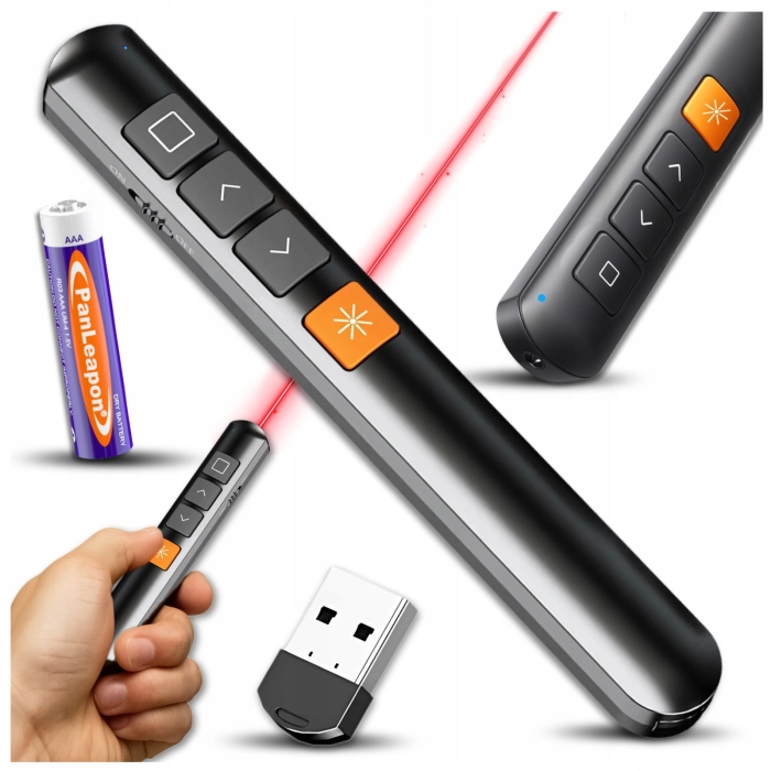 Wskaźnik laserowy do prezentacji USB – czerwony pilot prezenter na baterie