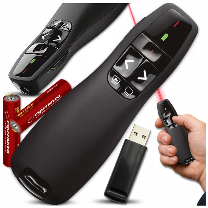 Wskaźnik laserowy USB do prezentacji – prezenter 35 m + 2 baterie