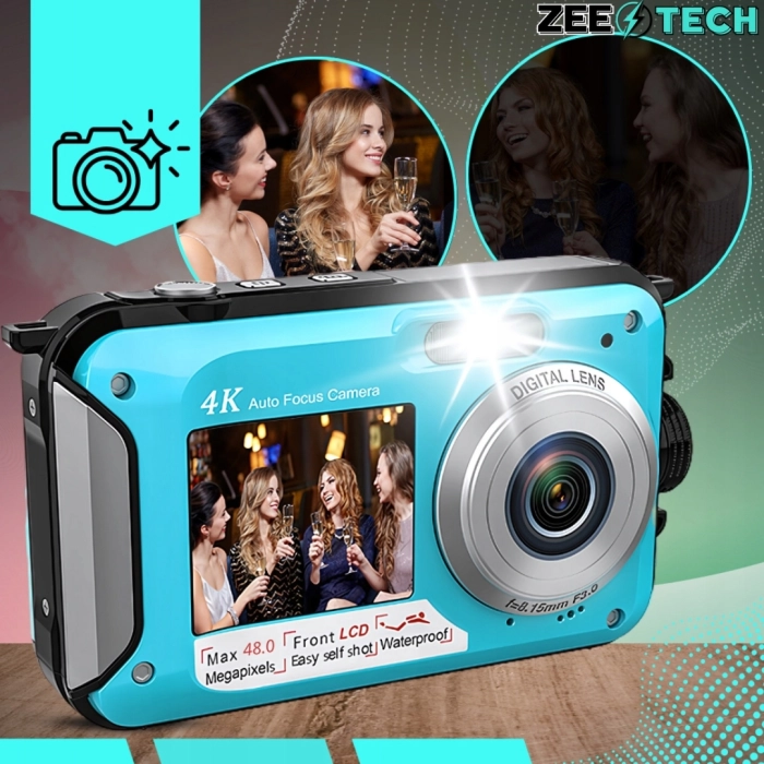 Wodoodporny aparat cyfrowy podwodny 48 Mpx, 16x zoom, karta 32 GB