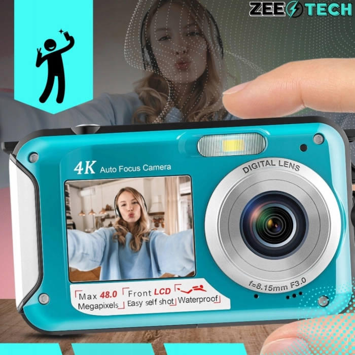 Wodoodporny aparat cyfrowy podwodny 48 Mpx, 16x zoom, karta 32 GB