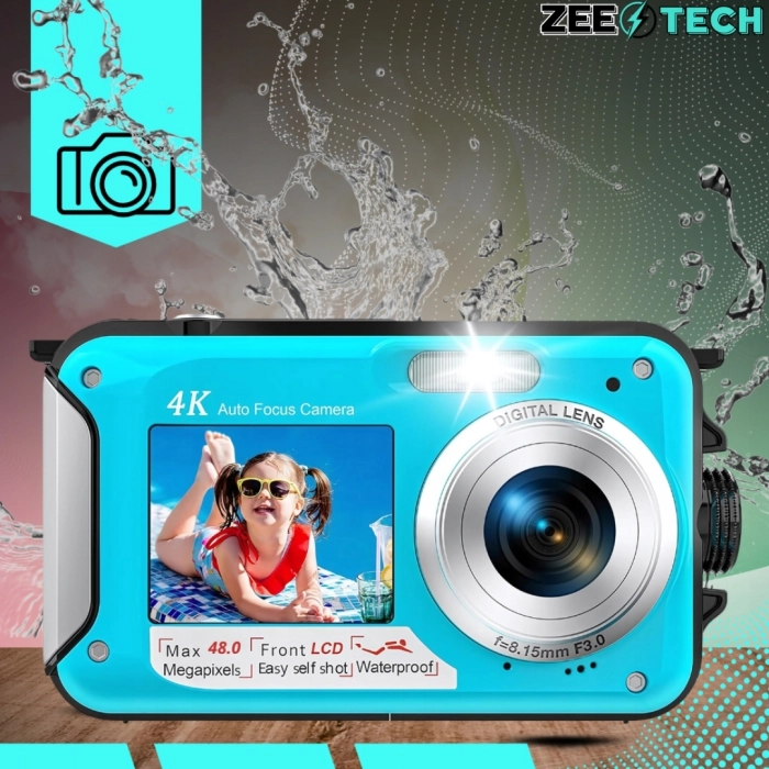 Wodoodporny aparat cyfrowy podwodny 48 Mpx, 16x zoom, karta 32 GB