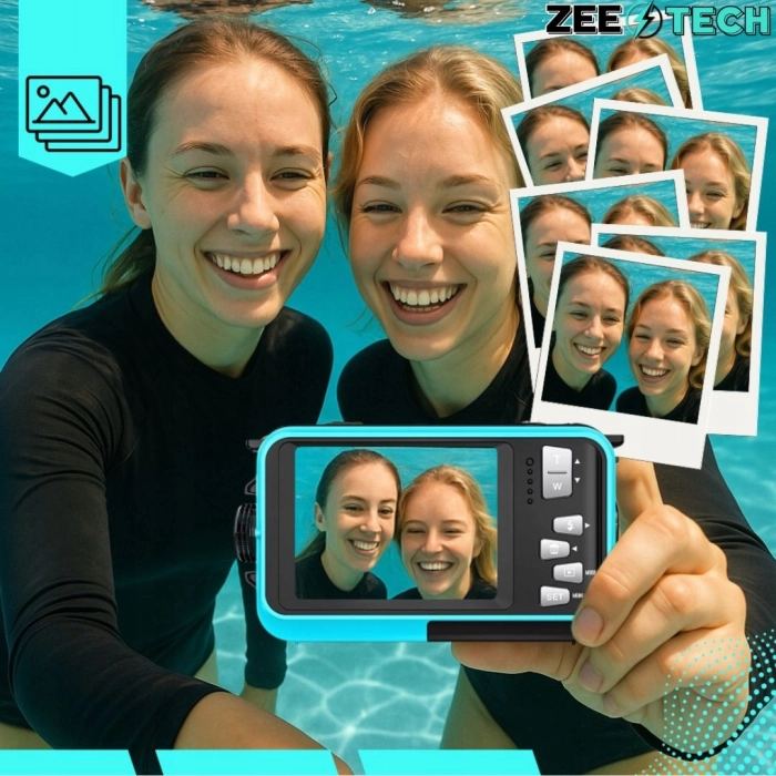 Wodoodporny aparat cyfrowy podwodny 48 Mpx, 16x zoom, karta 32 GB