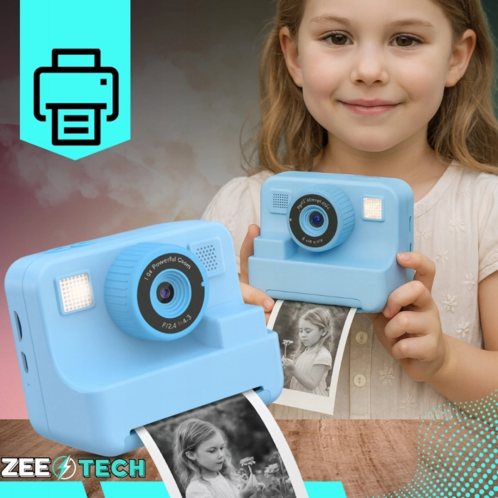 Cyfrowy aparat natychmiastowy dla dzieci z drukarką Drukuś + 11 rolek i karta SD 32 GB