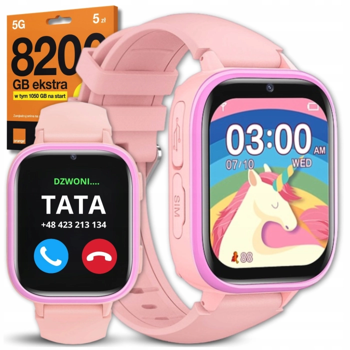 Smartwatch dla dzieci ZLT36 – różowy zegarek-telefon z GPS, aparatem, wideorozmowami i kartą SIM (polskie menu)