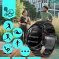 Smartwatch męski ZAK75 - zegarek sportowy z funkcją dzwonienia, polskim menu i pomiarami (Czarny)