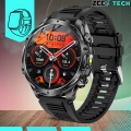Smartwatch męski ZAK75 - zegarek sportowy z funkcją dzwonienia, polskim menu i pomiarami (Czarny)