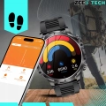 Smartwatch męski ZAK75 - zegarek sportowy z funkcją dzwonienia, polskim menu i pomiarami (Czarny)
