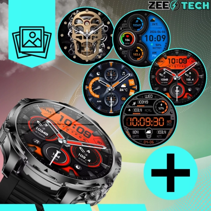 Smartwatch męski ZAK75 - zegarek sportowy z funkcją dzwonienia, polskim menu i pomiarami (Czarny)