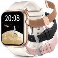 Smartwatch damski ZQX7PRO – zegarek sportowy z monitorowaniem cyklu, snu i funkcją rozmów (Różowy, 4 paski w zestawie)
