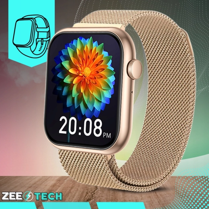 Smartwatch damski ZQX7PRO – zegarek sportowy z monitorowaniem cyklu, snu i funkcją rozmów (Różowy, 4 paski w zestawie)