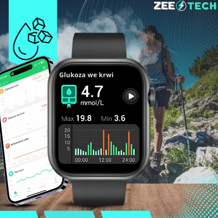 Smartwatch damski ZQX7PRO – zegarek sportowy z monitorowaniem cyklu, snu i funkcją rozmów (Różowy, 4 paski w zestawie)
