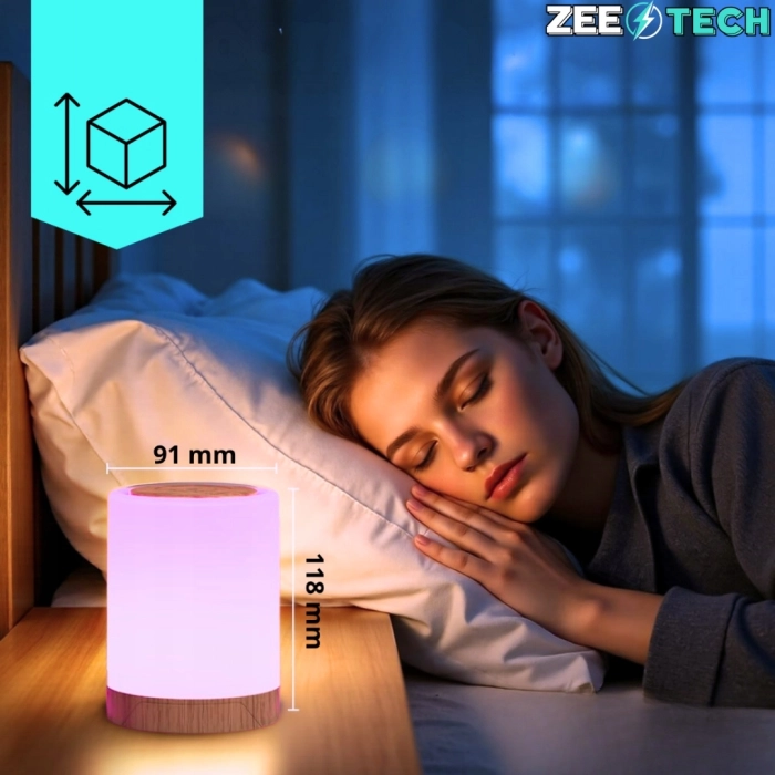 Bezprzewodowa lampka nocna LED RGB – dotykowa, ściemniana, z regulacją barwy światła do sypialni i pokoju dziecięcego