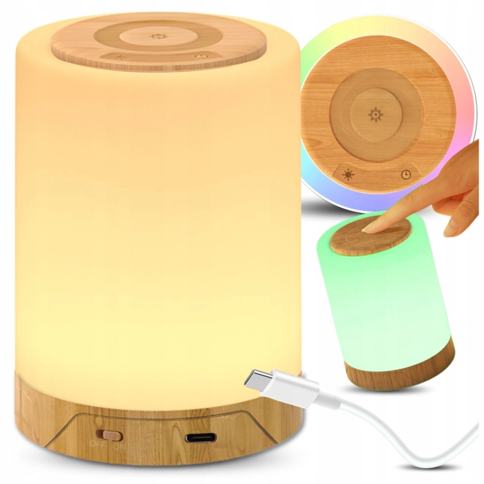 Bezprzewodowa lampka nocna LED RGB – dotykowa, ściemniana, z regulacją barwy światła do sypialni i pokoju dziecięcego