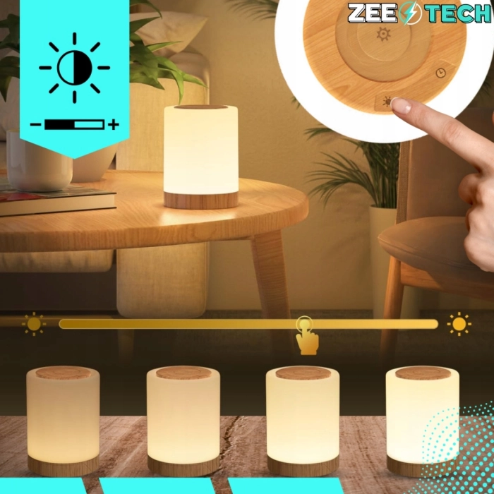 Bezprzewodowa lampka nocna LED RGB – dotykowa, ściemniana, z regulacją barwy światła do sypialni i pokoju dziecięcego