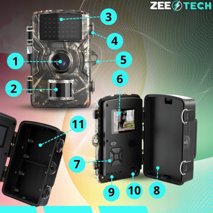 Fotopułapka leśna 16MP – Kamera myśliwska wodoodporna IP66 z trybem nocnym IR 940nm