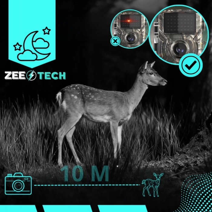 Fotopułapka leśna 16MP – Kamera myśliwska wodoodporna IP66 z trybem nocnym IR 940nm