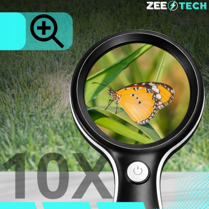 Lupa powiększająca 10x z LED 18 diod – duże szkło do czytania