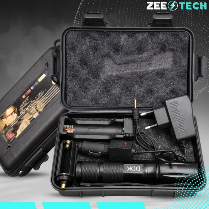 Mocna latarka taktyczna LED z zoomem – wojskowa, wodoodporna, akumulatorowa 800 m