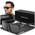 Okulary Przeciwsłoneczne Męskie Polaryzacyjne Terraview Nerdy UV400 Czarne + Etui