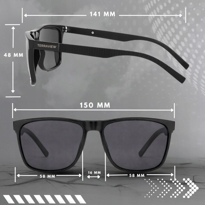 Okulary Przeciwsłoneczne Męskie Polaryzacyjne Terraview Nerdy UV400 Czarne + Etui