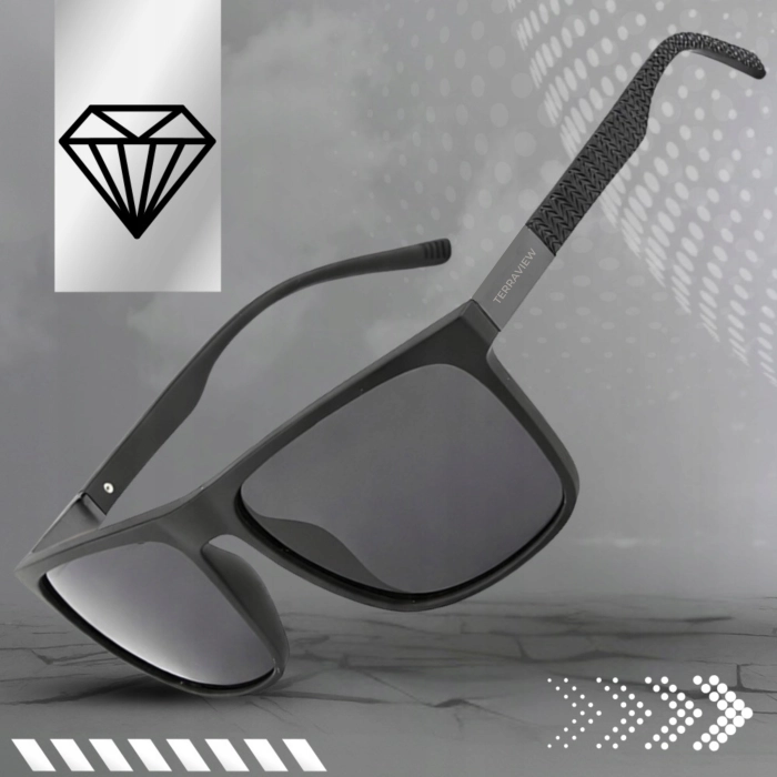 Okulary Przeciwsłoneczne Męskie Polaryzacyjne Terraview Nerdy UV400 Czarne + Etui