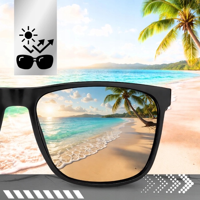 Okulary Przeciwsłoneczne Męskie Polaryzacyjne Terraview Nerdy UV400 Czarne + Etui