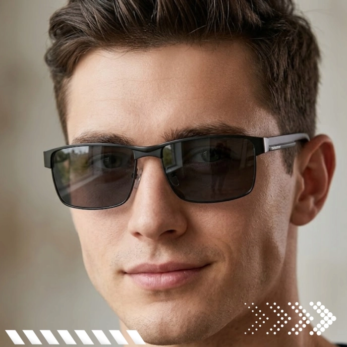 Okulary Przeciwsłoneczne męskie fotochromowe Terraview z polaryzacją + Etui (Czarne)