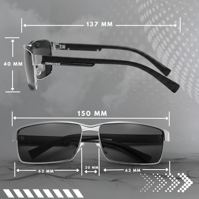 Okulary Przeciwsłoneczne męskie fotochromowe Terraview z polaryzacją + Etui (Czarne)