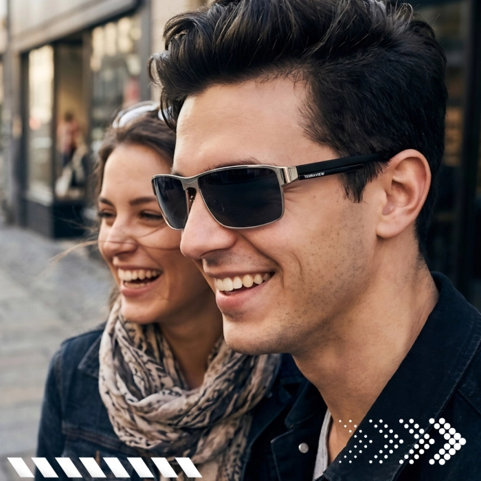 Okulary Przeciwsłoneczne męskie fotochromowe Terraview z polaryzacją + Etui (Srebrne)