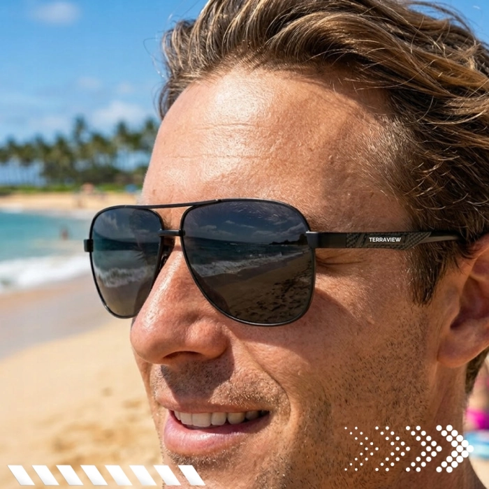 Okulary Przeciwsłoneczne męskie pilotki Terraview z polaryzacją + Filtr UV400 (czarne)
