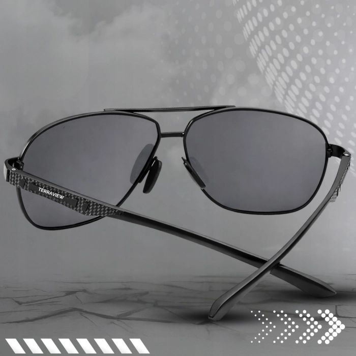 Okulary Przeciwsłoneczne męskie pilotki Terraview z polaryzacją + Filtr UV400 (czarne)