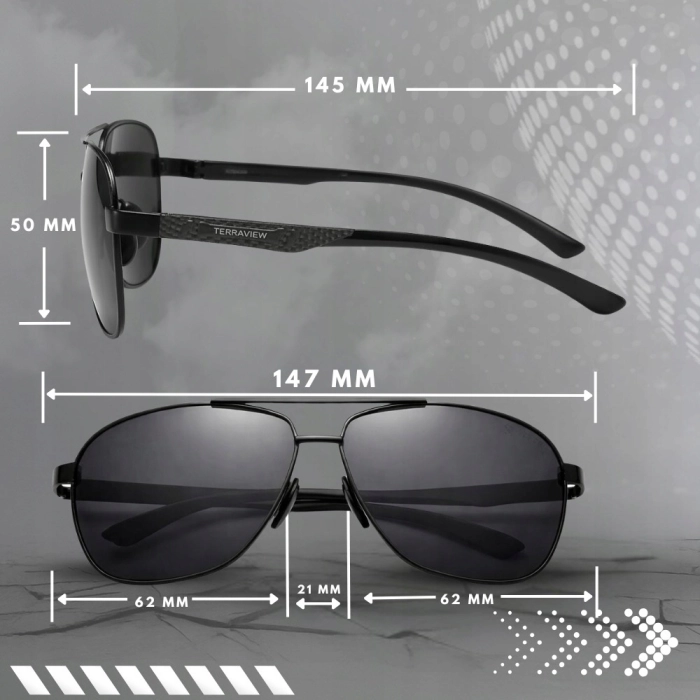 Okulary Przeciwsłoneczne męskie pilotki Terraview z polaryzacją + Filtr UV400 (czarne)