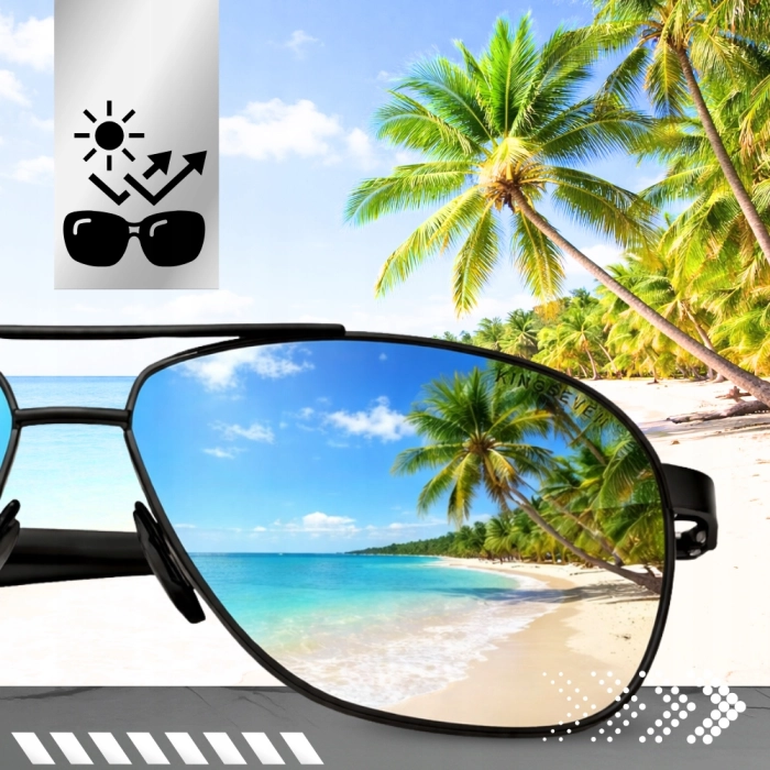 Okulary Przeciwsłoneczne męskie pilotki Terraview z polaryzacją + Filtr UV400 (czarne)