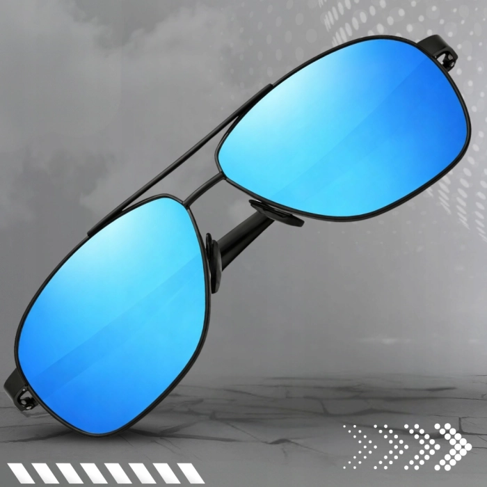 Okulary Przeciwsłoneczne męskie pilotki Terraview z polaryzacją + Filtr UV400 (niebieskie)