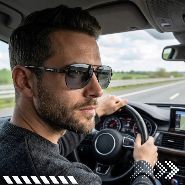 Okulary Przeciwsłoneczne męskie pilotki Terraview z polaryzacją + Filtr UV400 (niebieskie)