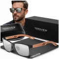 Okulary przeciwsłoneczne męskie drewniane Terraview z polaryzacją UV400 + Etui (Srebrne)