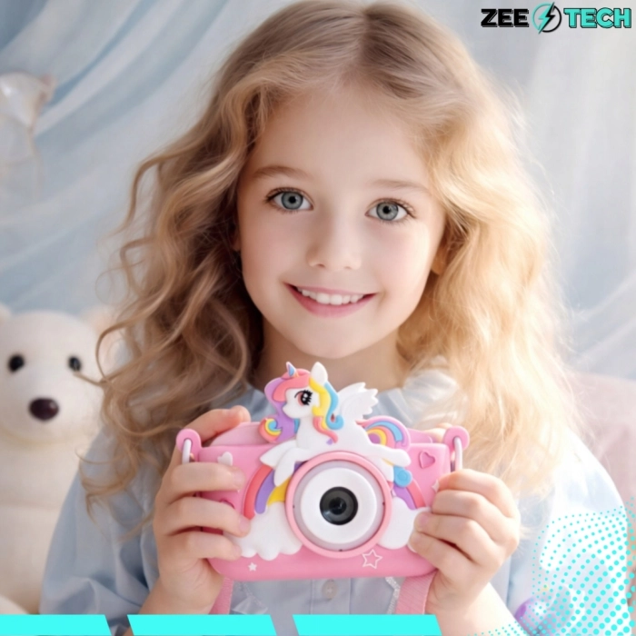 Aparat fotograficzny cyfrowy dla dzieci 40 mpx - Aniołek + Karta 32 GB (Różowy)