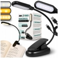 Lampka do czytania książek z klipsem bezprzewodowa 6 LED USB nocna biurkowa