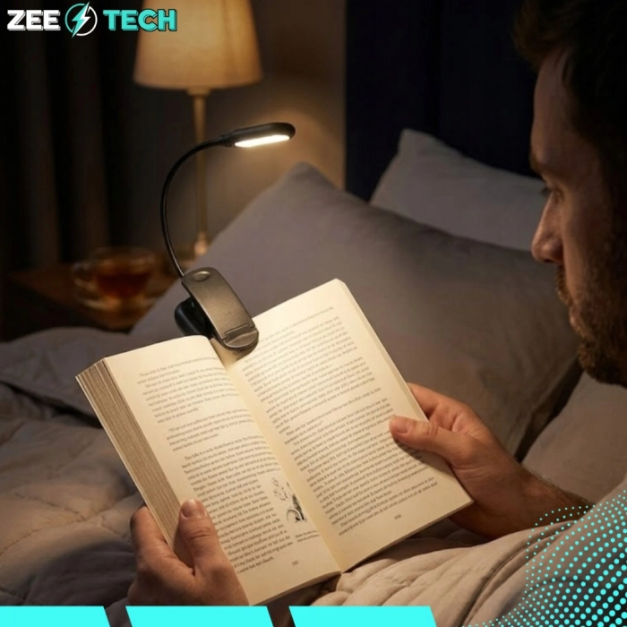 Lampka do czytania książek z klipsem bezprzewodowa 6 LED USB nocna biurkowa