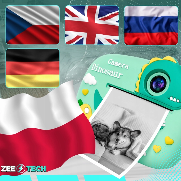 Aparat natychmiastowy cyfrowy dla dzieci Drukuś Jednorożec z drukarką zdjęć + 11 rolek (Różowy)
