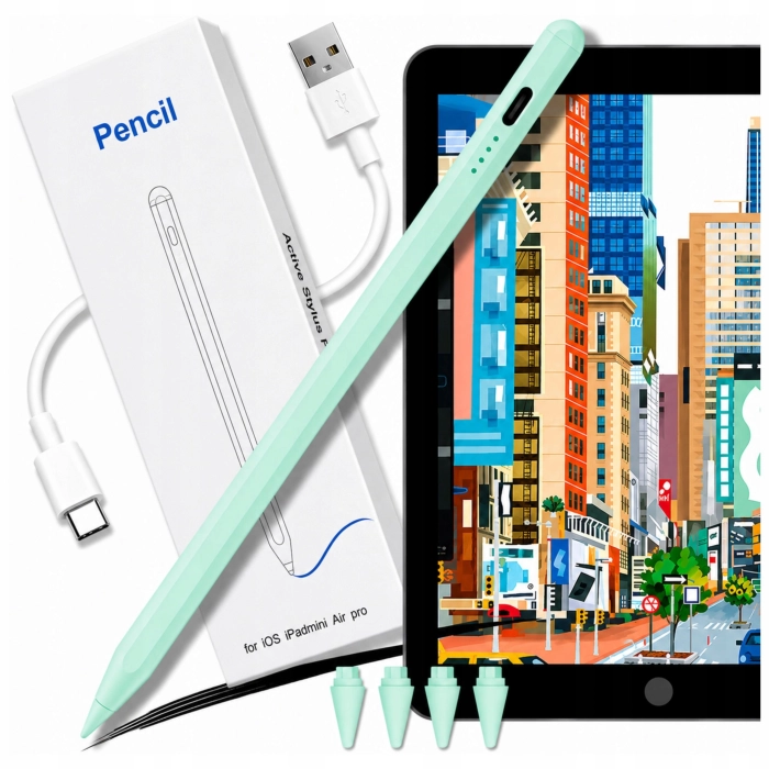 Rysik do iPada Apple Pencil Pen do iPad Air Pro Mini + 4 końcówki (Turkusowy)