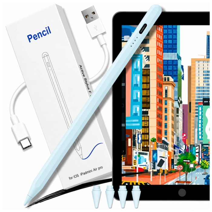 Rysik do iPada Apple Pencil Pen do iPad Air Pro Mini + 4 końcówki (Niebieski)