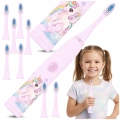 Szczoteczka elektryczna soniczna dla dzieci + 4 tryby + 8 końcówek (Fioletowa)