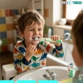 Szczoteczka elektryczna soniczna dla dzieci + 4 tryby + 8 końcówek (Fioletowa)