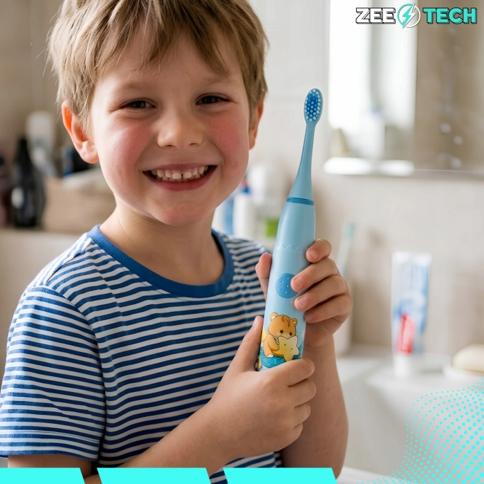 Szczoteczka elektryczna soniczna dla dzieci + 4 tryby + 8 końcówek (Zielona)