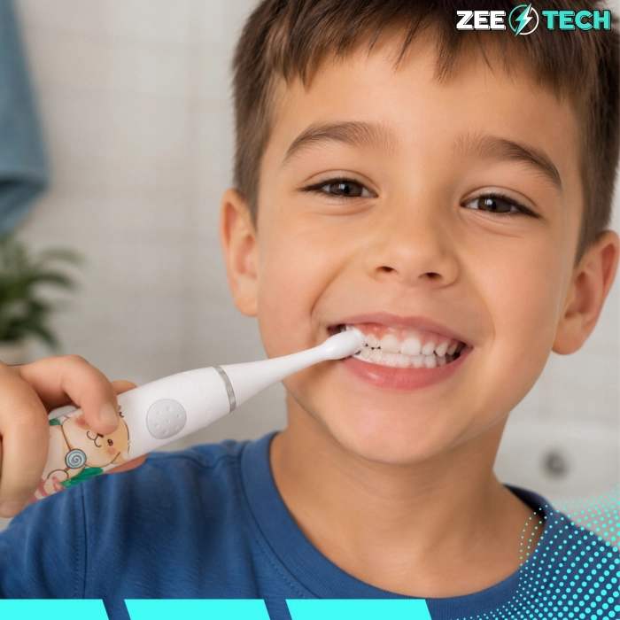 Szczoteczka elektryczna soniczna dla dzieci + 4 tryby + 8 końcówek (Zielona)