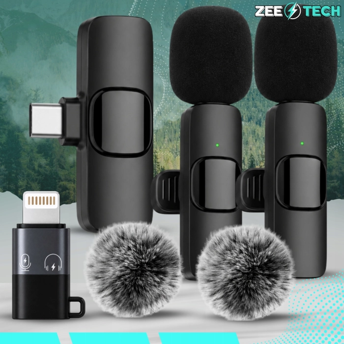 Zestaw 2x mikrofon bezprzewodowy krawatowy Bluetooth do telefonu iPhone